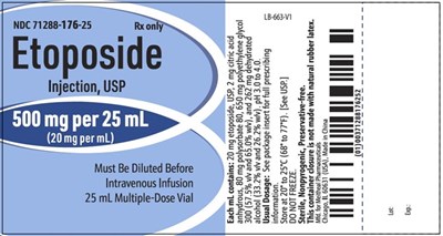 etoposide 500mg vial.jpg PACKAGE LABEL PRINCIPAL DISPLAY PANEL - Etoposide Injection, USP 500 mg per 25 mL Vial Label - etoposide 500mg vial